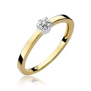 14kt zlatý diamantový prsten s diamantem - driliantem