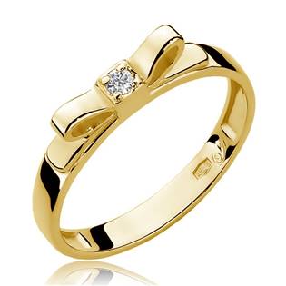14kt zlatý diamantový prsten s diamantem - driliantem