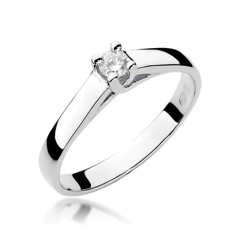 14kt zlatý diamantový prsten s diamantem - driliantem