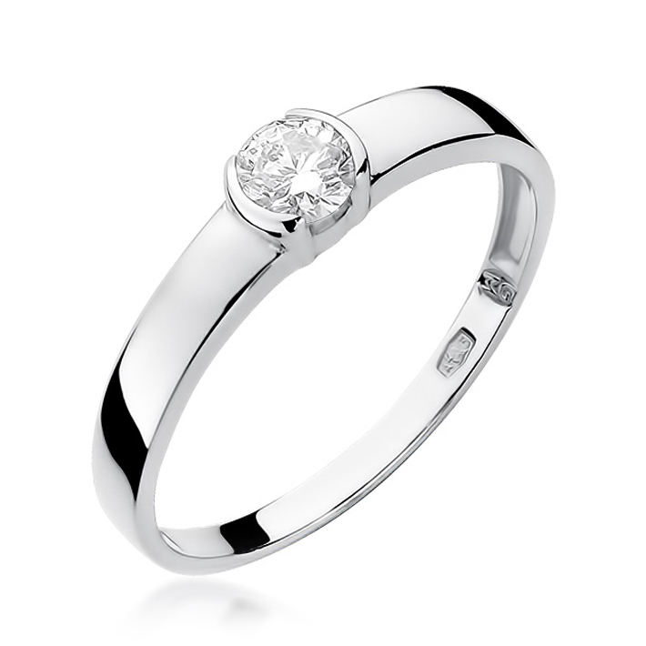 14kt zlatý diamantový prsten s diamantem - driliantem