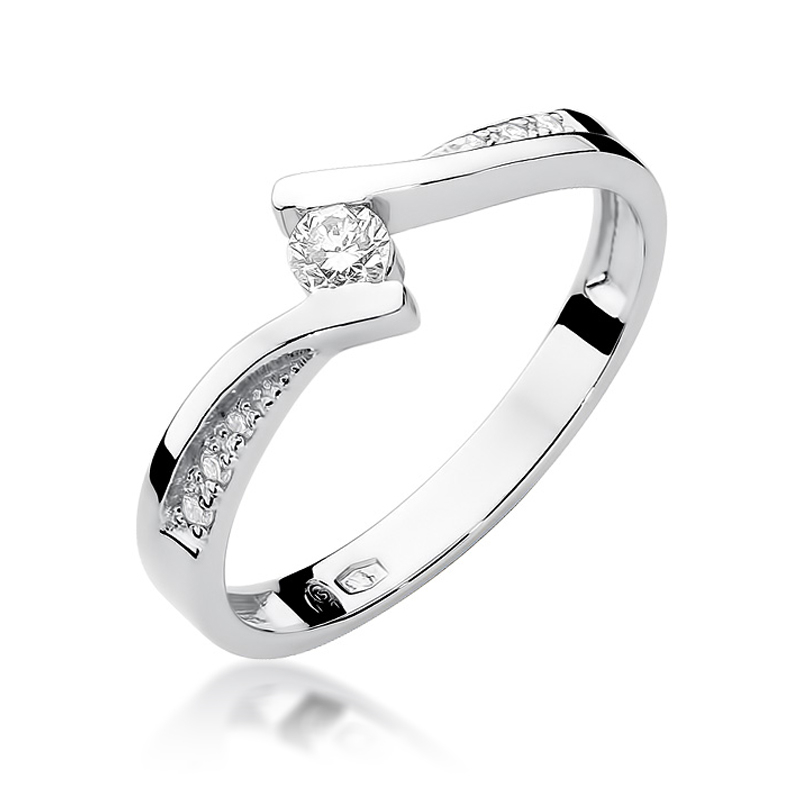14kt zlatý diamantový prsten s diamantem - driliantem