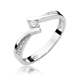 14kt zlatý diamantový prsten s diamantem - driliantem