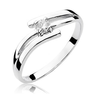 14kt zlatý diamantový prsten s diamantem - driliantem