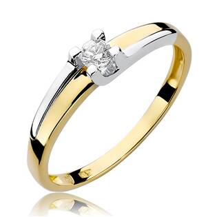 14kt zlatý diamantový prsten s diamantem - driliantem