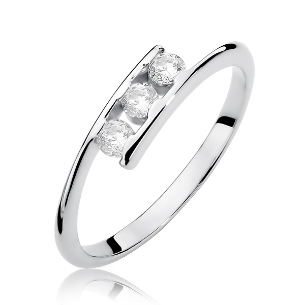 14kt zlatý diamantový prsten s diamantem - driliantem