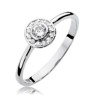 14kt zlatý diamantový prsten s diamantem - driliantem