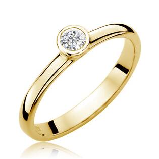 14kt zlatý diamantový prsten s diamantem - driliantem