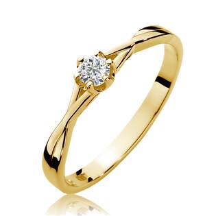 14kt zlatý diamantový prsten s diamantem - driliantem