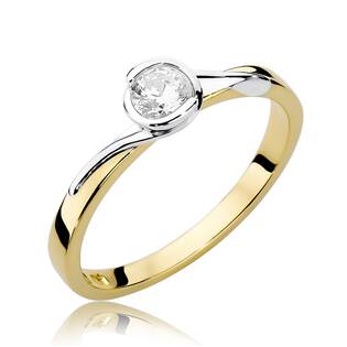 14kt zlatý diamantový prsten s diamantem - driliantem