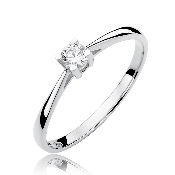14kt zlatý diamantový prsten s diamantem - driliantem