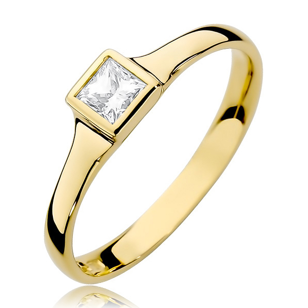 14kt zlatý diamantový prsten s diamantem - driliantem