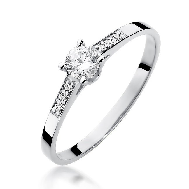14kt zlatý diamantový prsten s diamantem - driliantem