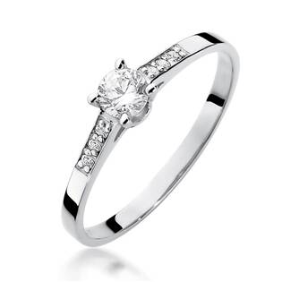 14kt zlatý diamantový prsten s diamantem - driliantem