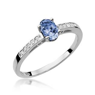 14kt zlatý prsten s tanzanitem a diamantový prsten s diamantem - briliantem