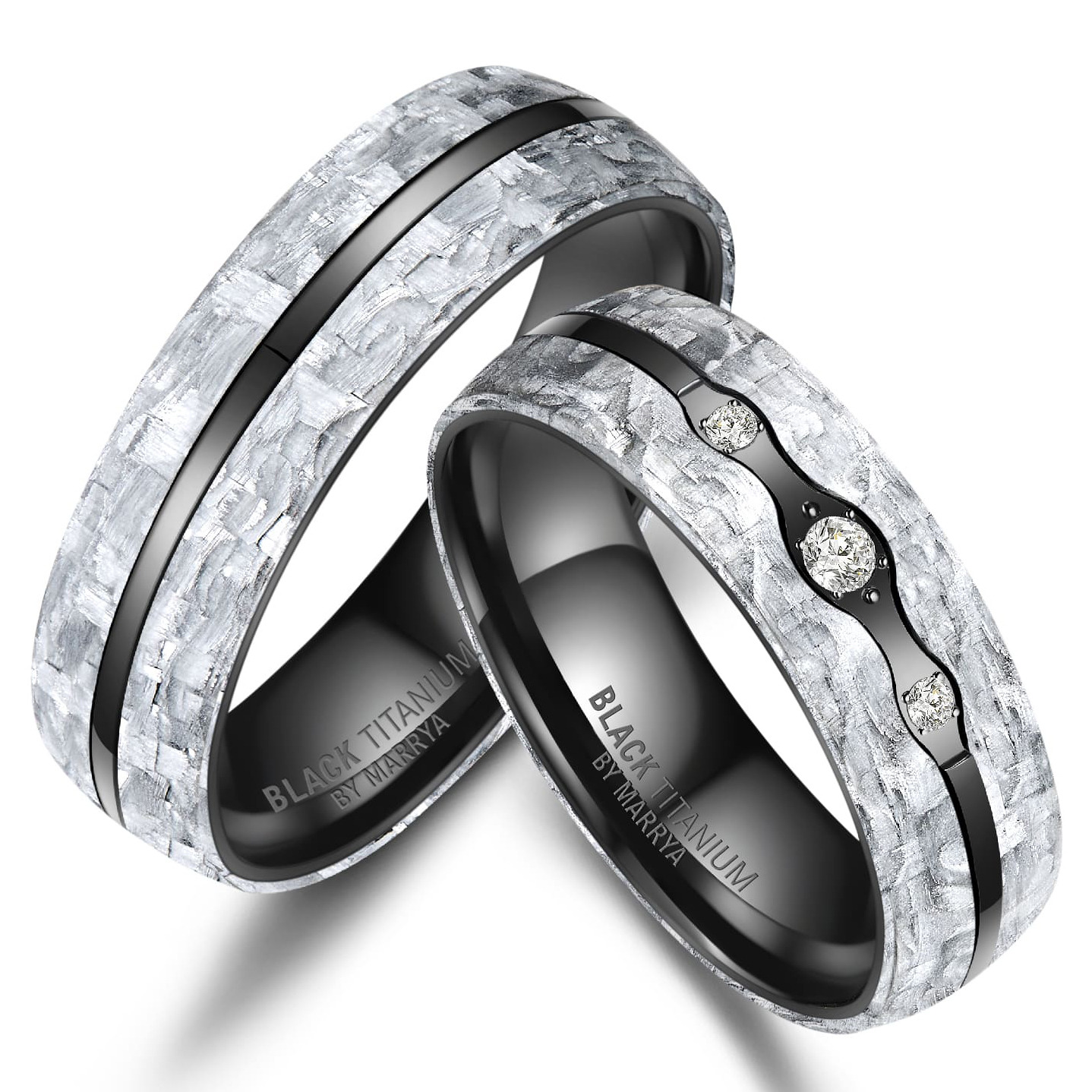 Black titanium snubní prsteny