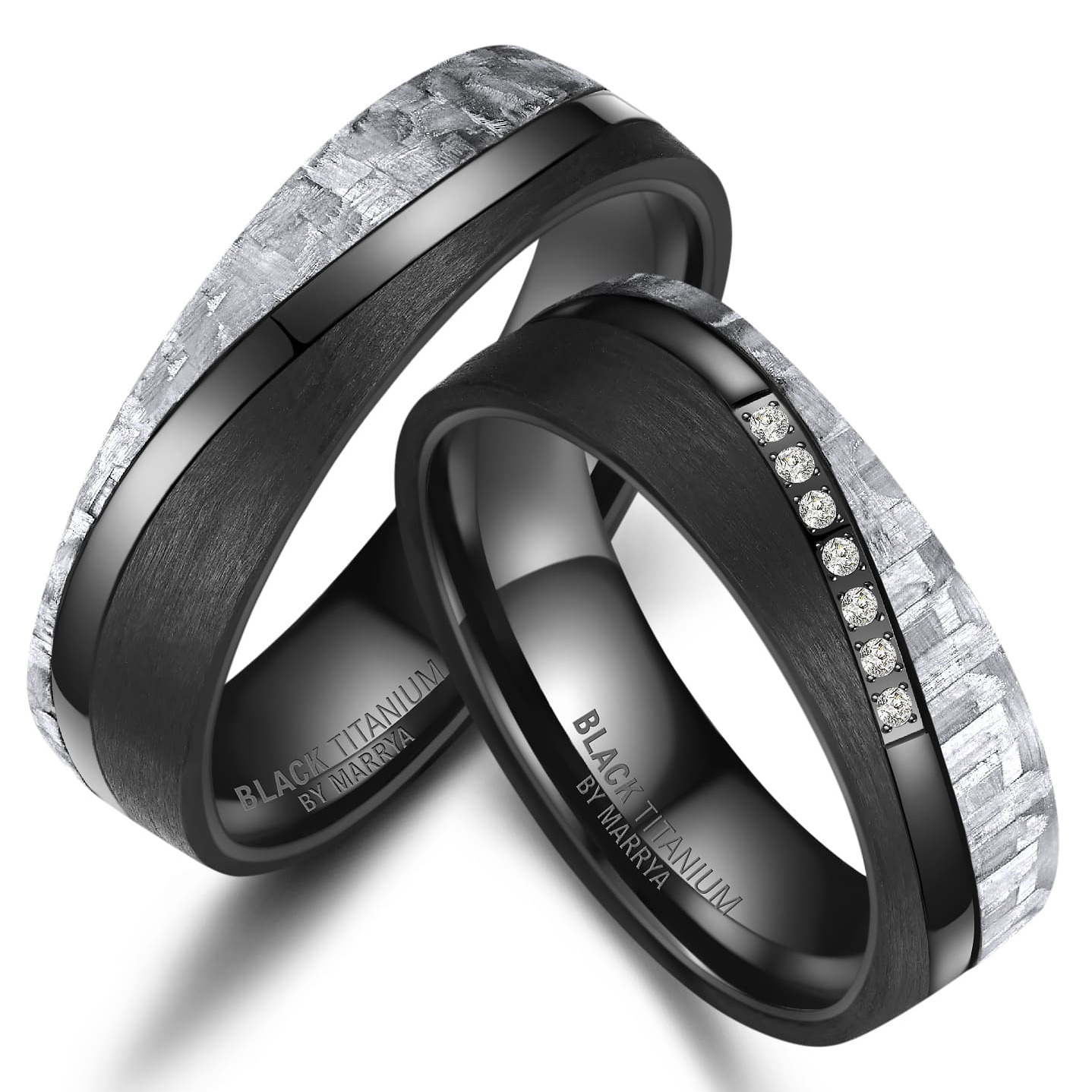 Black titanium snubní prsteny