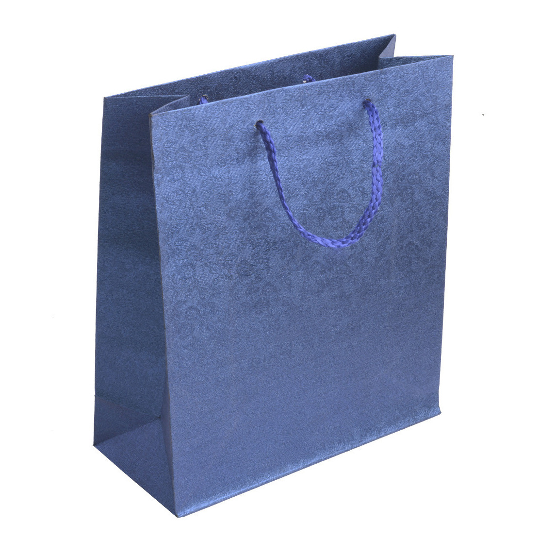 modrá papírová dárková taška