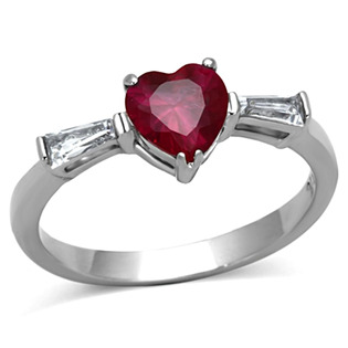 Ocelový prsten s červeným srdíčkem 1