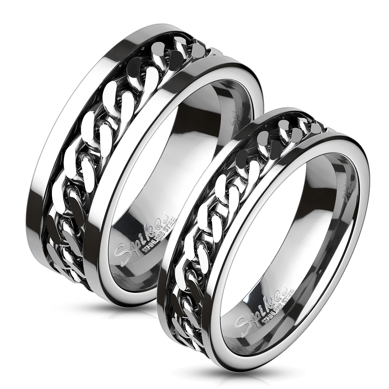 Snubní ocelové prsteny řetěz