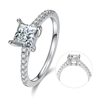 stříbrný zásnubní prsten čtvercový moissanit  