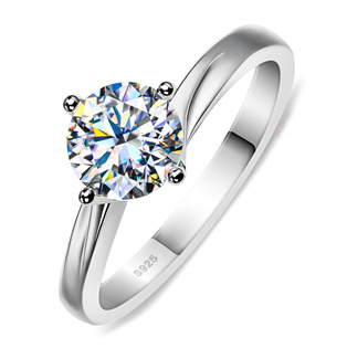 stříbrný zásnubní prsten kulatý moissanit