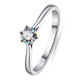 stříbrný zásnubní prsten kulatý moissanit