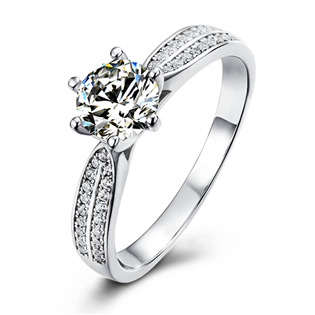 stříbrný zásnubní prsten kulatý moissanit  