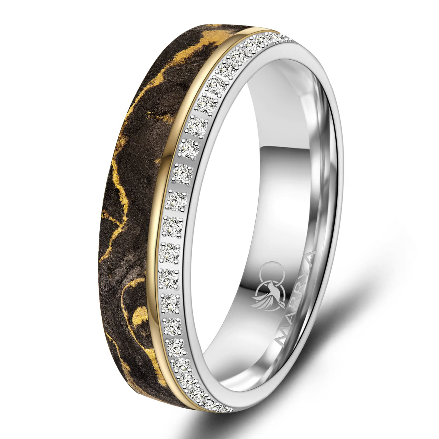 Titanový snubní prsten s karbonem dámský Marrya