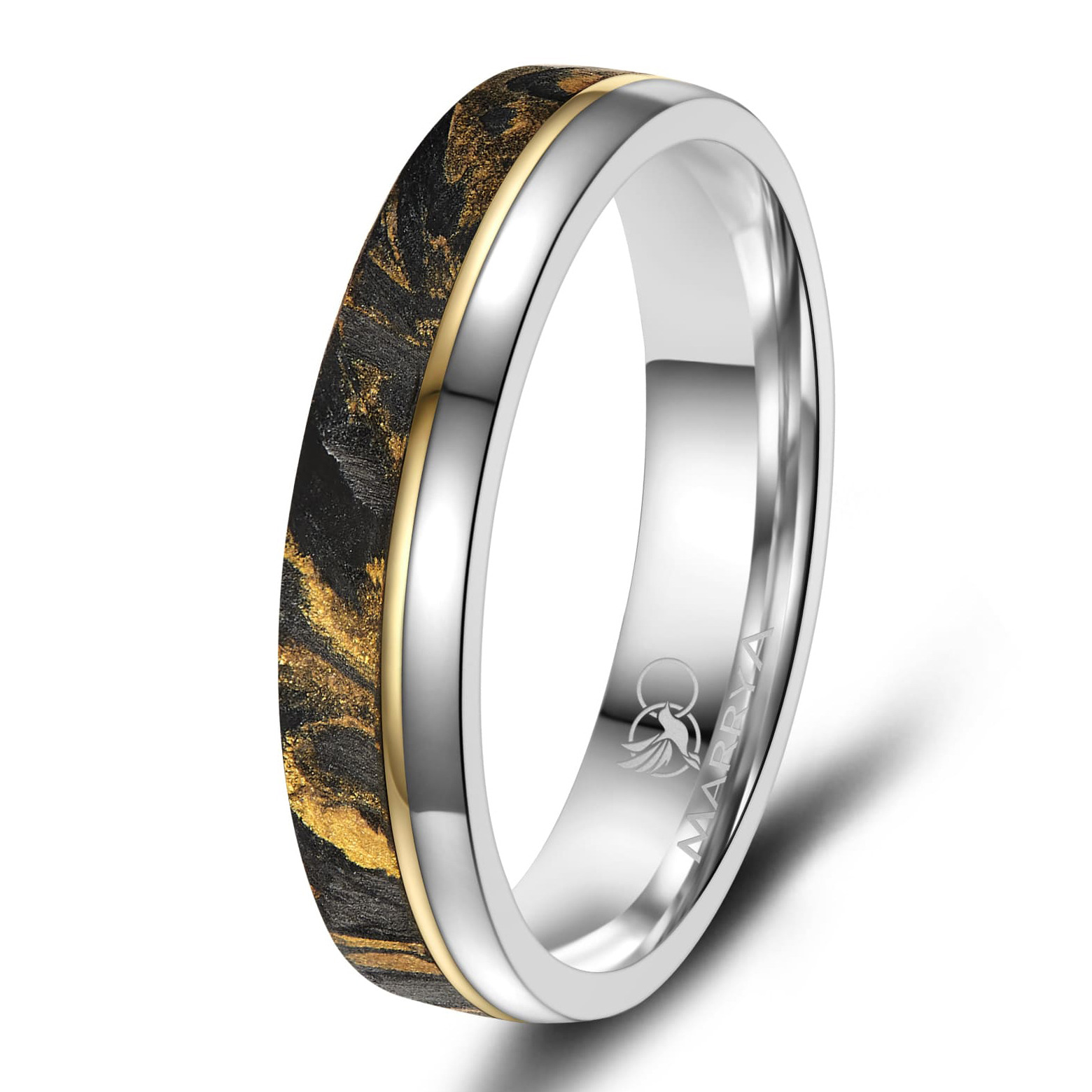 Titanový snubní prsten s karbonem dámský Marrya