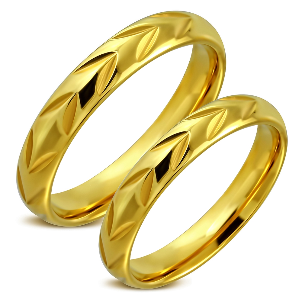 Zlacené snubní ocelové prsteny